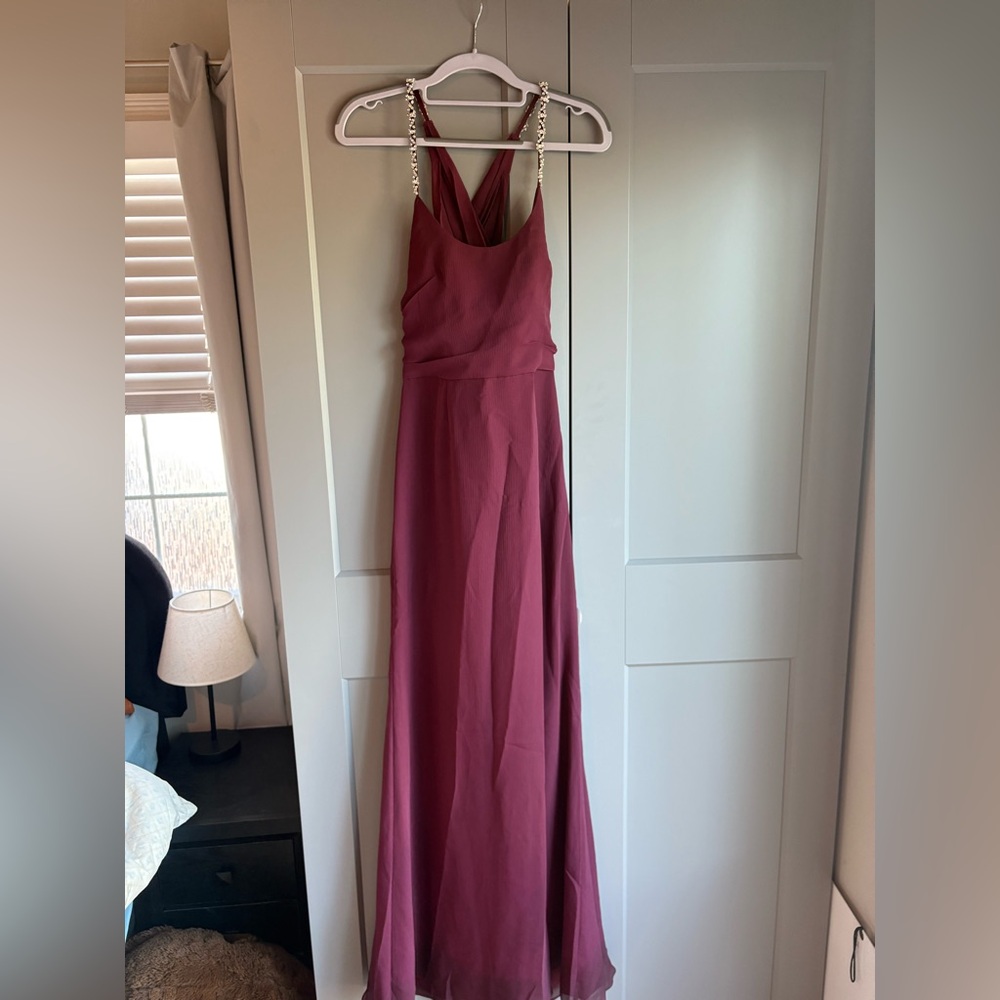 Elegant Burgundy Evening Gown